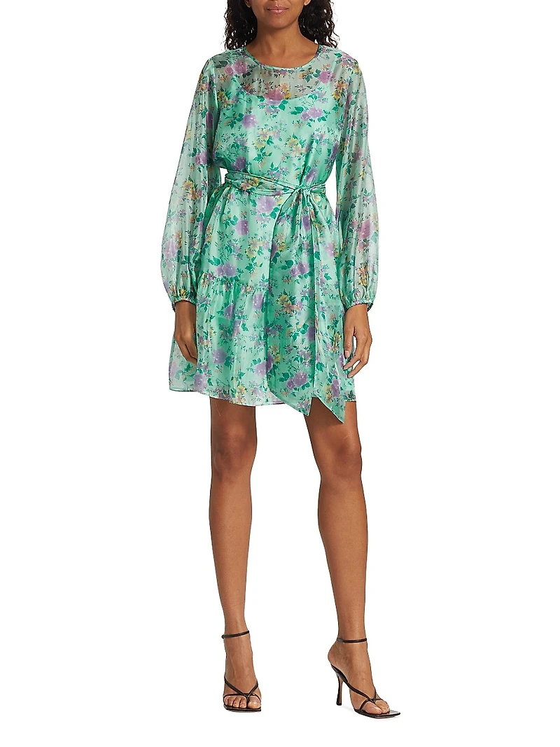 Floral-Printed Blouson Minidress