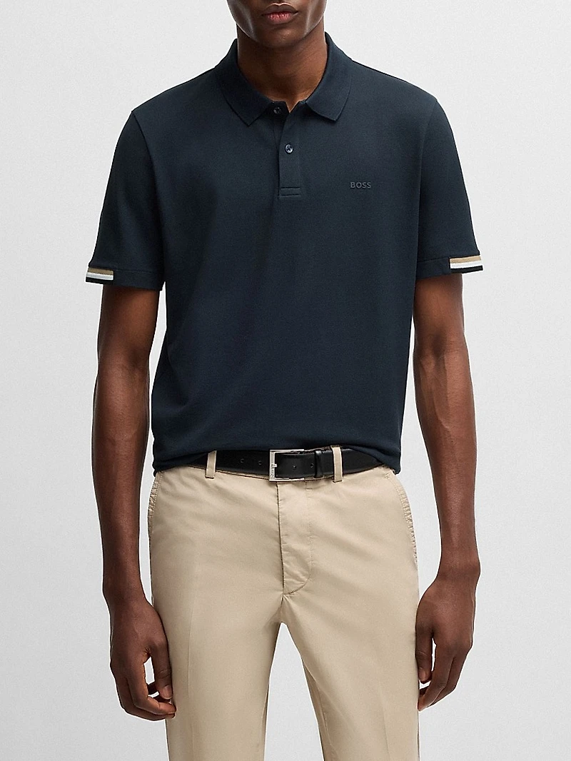 Regular-Fit Polo Shirt with Rubberized Logo
