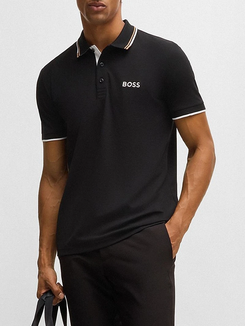 Cotton-Blend Polo Shirt with Contrast Logo