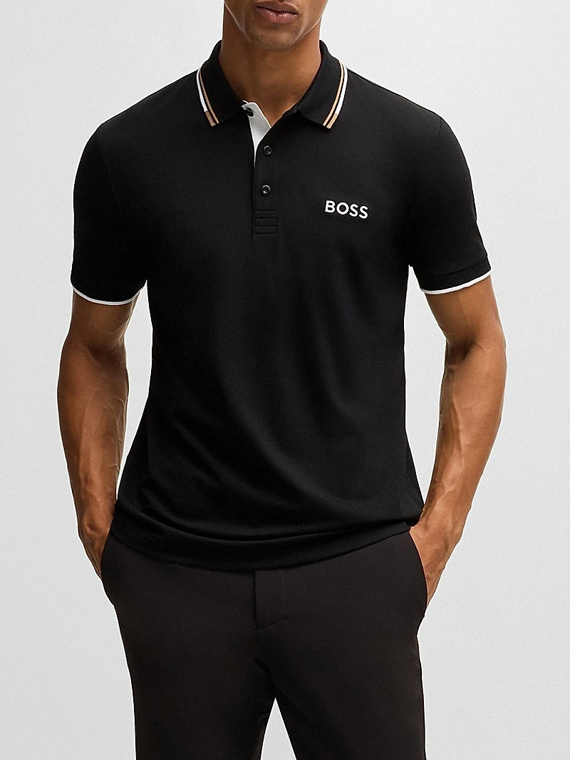Cotton-Blend Polo Shirt with Contrast Logo