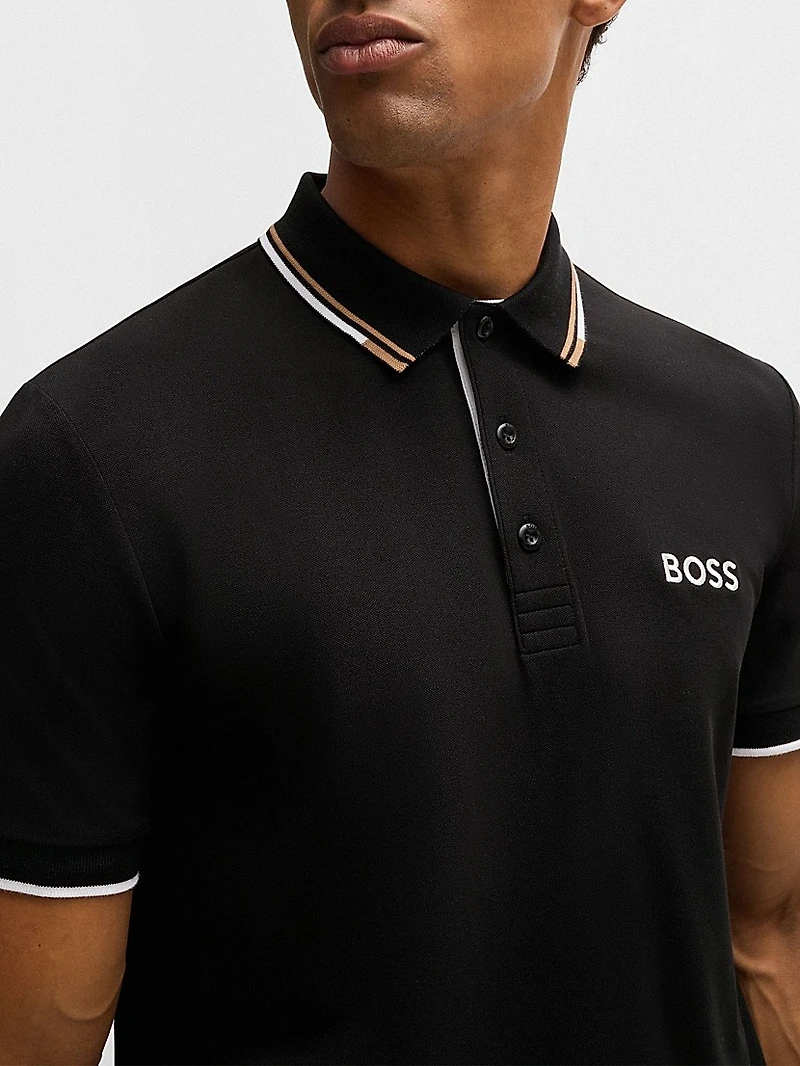 Cotton-Blend Polo Shirt with Contrast Logo