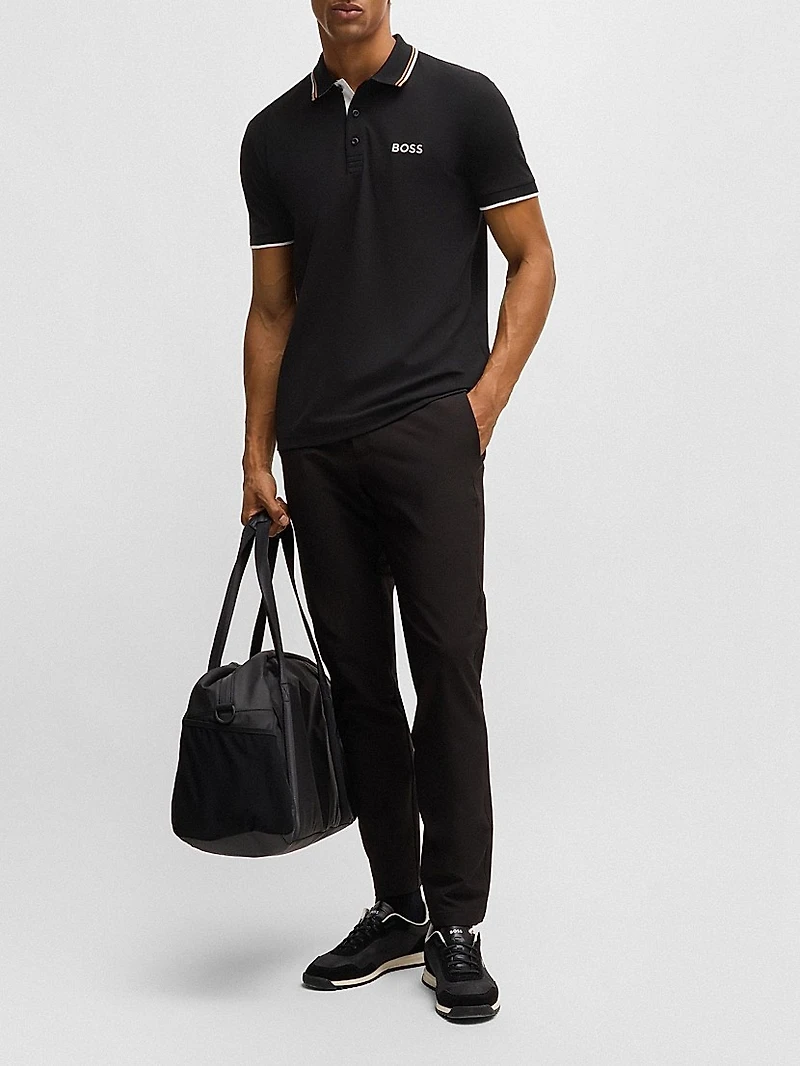 Cotton-Blend Polo Shirt with Contrast Logo