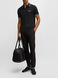 Cotton-Blend Polo Shirt with Contrast Logo