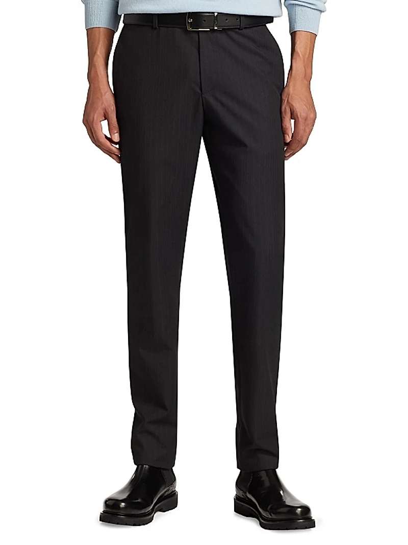 Slim-Fit Pinstriped Trousers