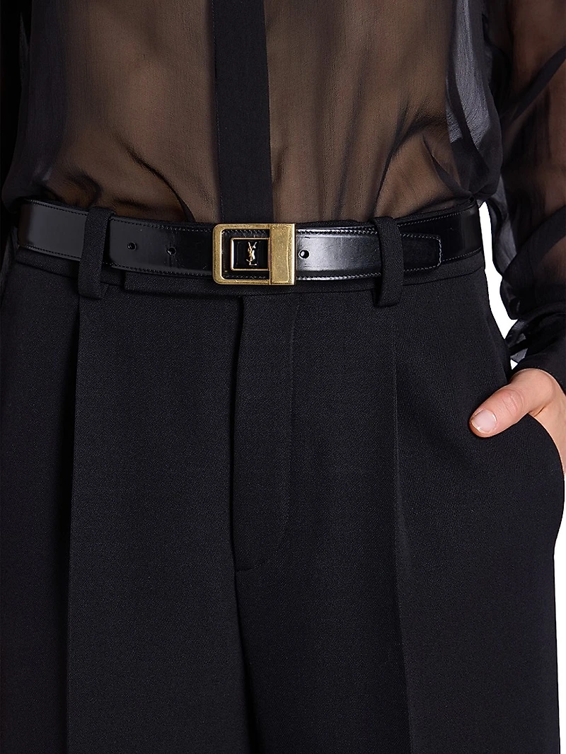 Female Buckle Belt Lacquered Leather