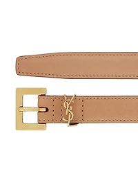 Cassandre Thin Belt with Square Buckle Vegetable-tanned Leather