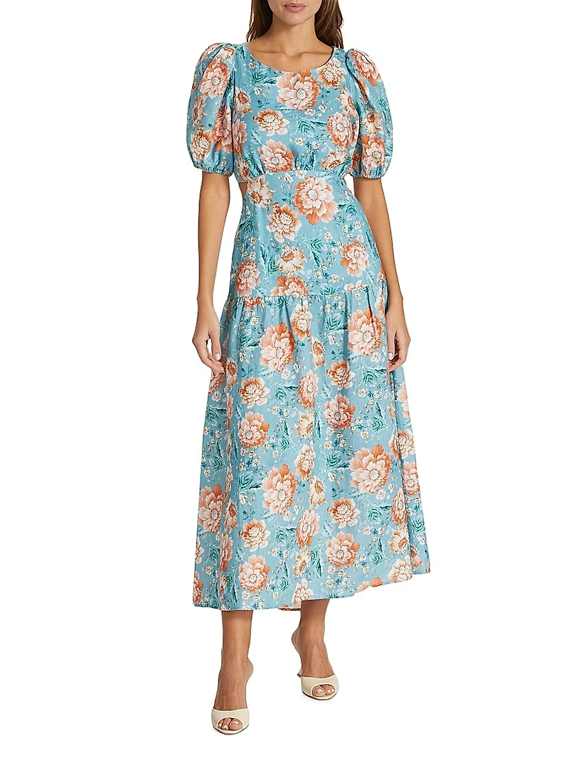 Josette Lace-Up Back Midi-Dress
