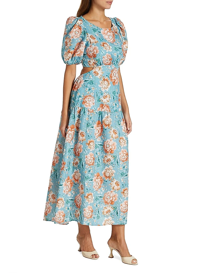 Josette Lace-Up Back Midi-Dress