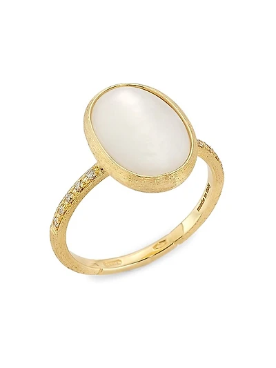 Siviglia 18K Yellow Gold, 0.08 TCW Diamond & Mother-Of-Pearl Ring