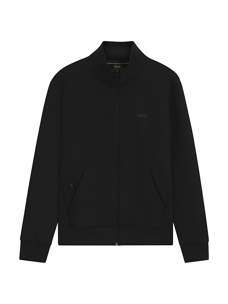 Stretch-Cotton Zip-Up Sweatshirt with Logo Print