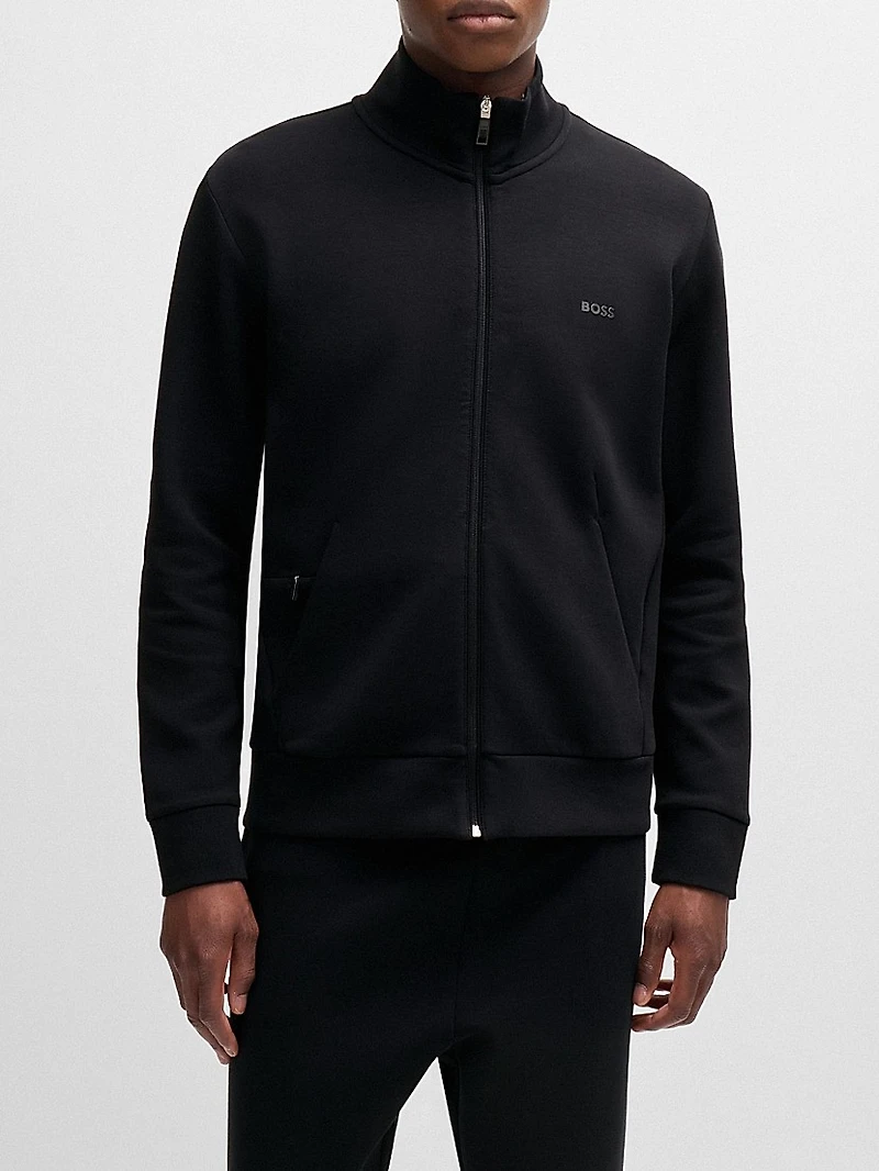 Stretch-Cotton Zip-Up Sweatshirt with Logo Print