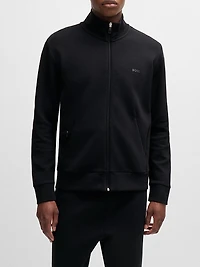 Stretch-Cotton Zip-Up Sweatshirt with Logo Print