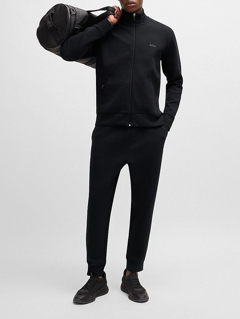 Stretch-Cotton Zip-Up Sweatshirt with Logo Print