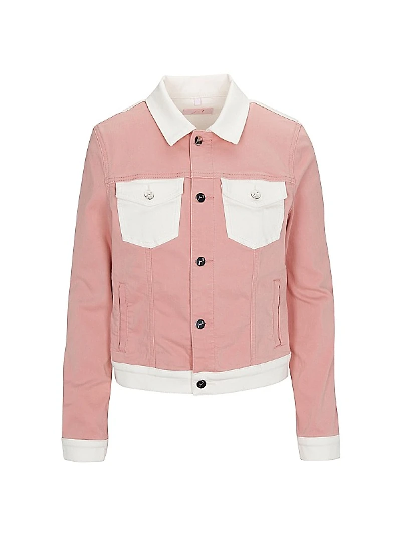 Colorblock Cropped Trucker Jacket
