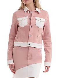 Colorblock Cropped Trucker Jacket