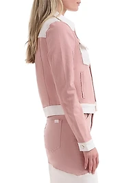 Colorblock Cropped Trucker Jacket