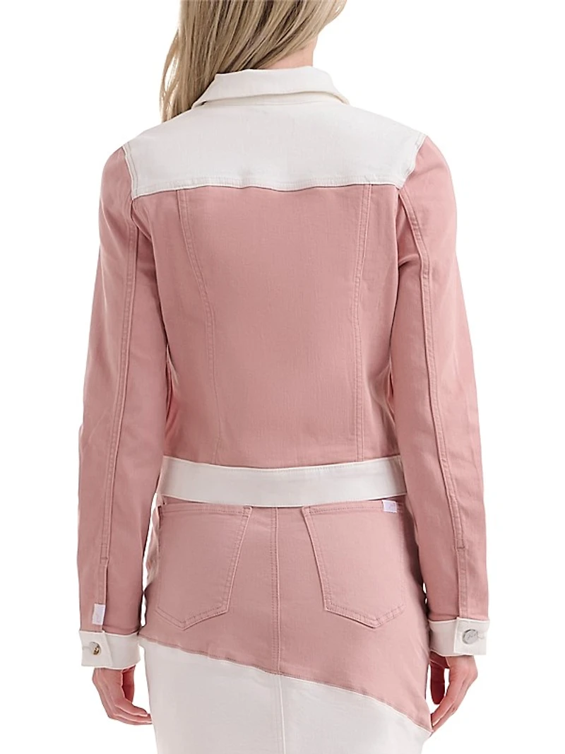 Colorblock Cropped Trucker Jacket