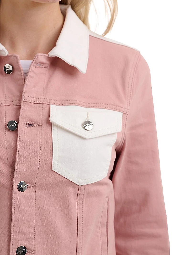 Colorblock Cropped Trucker Jacket