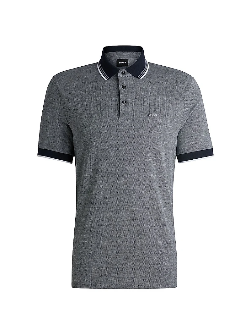 Oxford-Cotton-Paique Polo Shirt with Logo Detail