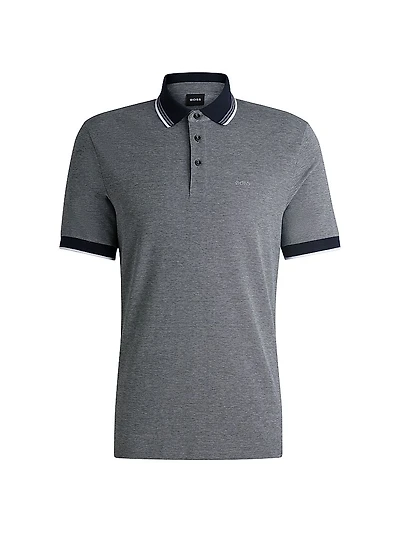 Oxford-Cotton-Paique Polo Shirt with Logo Detail