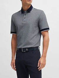 Oxford-Cotton-Paique Polo Shirt with Logo Detail