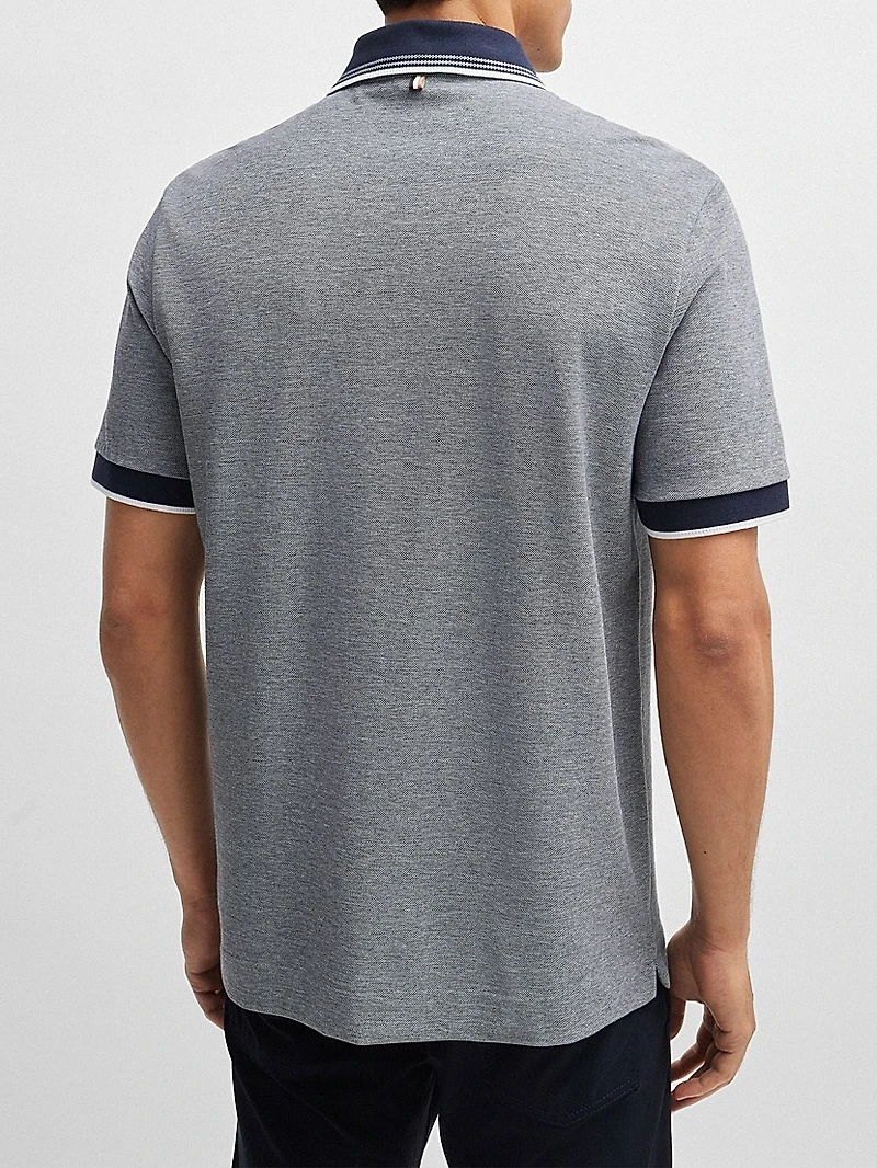 Oxford-Cotton-Paique Polo Shirt with Logo Detail