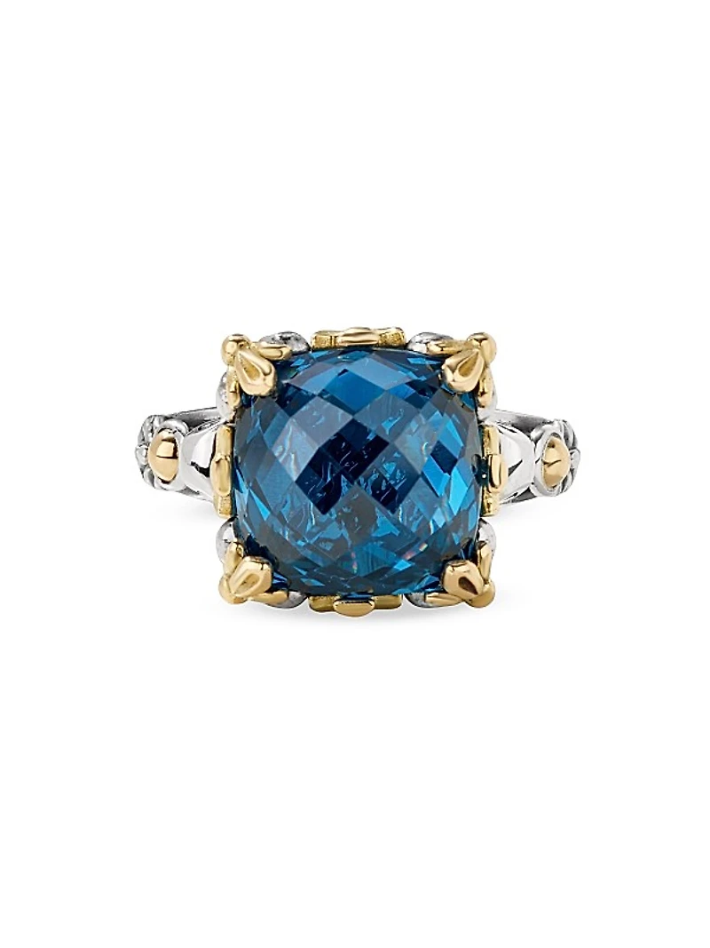 Anthos Sterling Silver, 18K Yellow Gold & Blue Spinel Ring