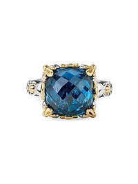 Anthos Sterling Silver, 18K Yellow Gold & Blue Spinel Ring