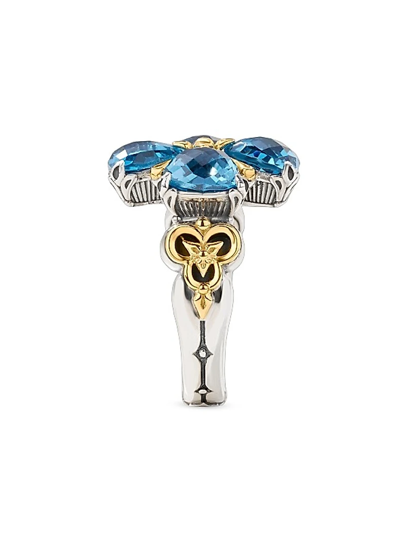 Anthos Prism Silver, 18K Gold & Blue Spinel Ring