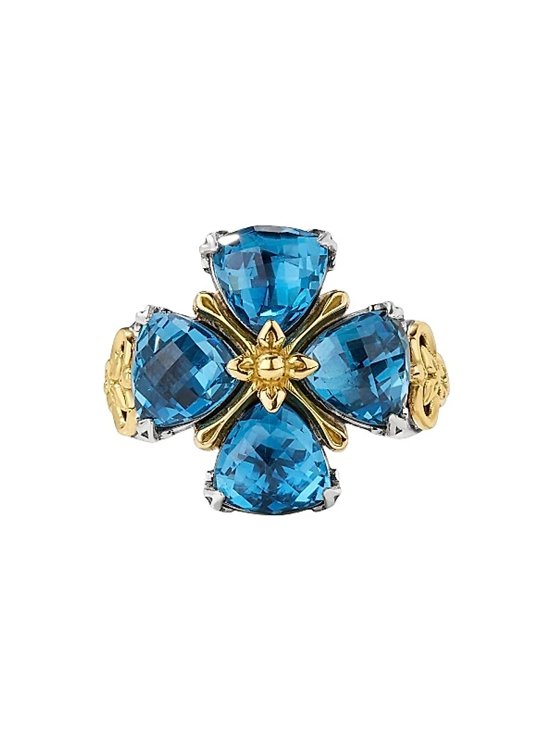 Anthos Prism Silver, 18K Gold & Blue Spinel Ring