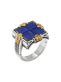 Laconia Sterling Silver, 18K Yellow Gold & Lapis Lazuli Ring