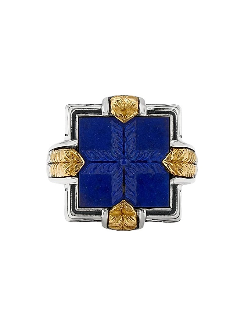 Laconia Sterling Silver, 18K Yellow Gold & Lapis Lazuli Ring