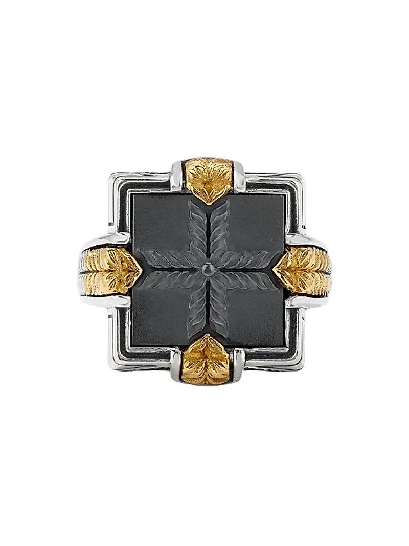 Laconia Sterling Silver, 18K Yellow Gold & Hematite Ring