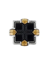 Laconia Sterling Silver, 18K Yellow Gold & Onyx Ring