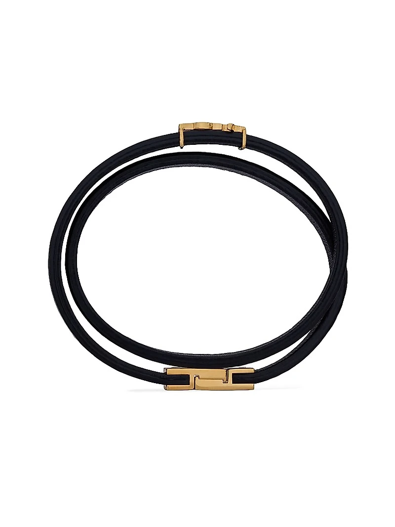 Opyum Double Wrap Bracelet in Leather and Metal