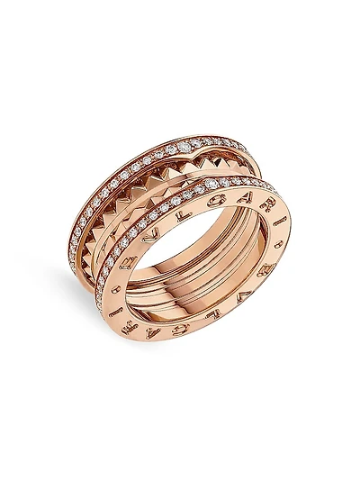 B.ZERO1 18K Rose Gold & Diamond Two-Band Ring