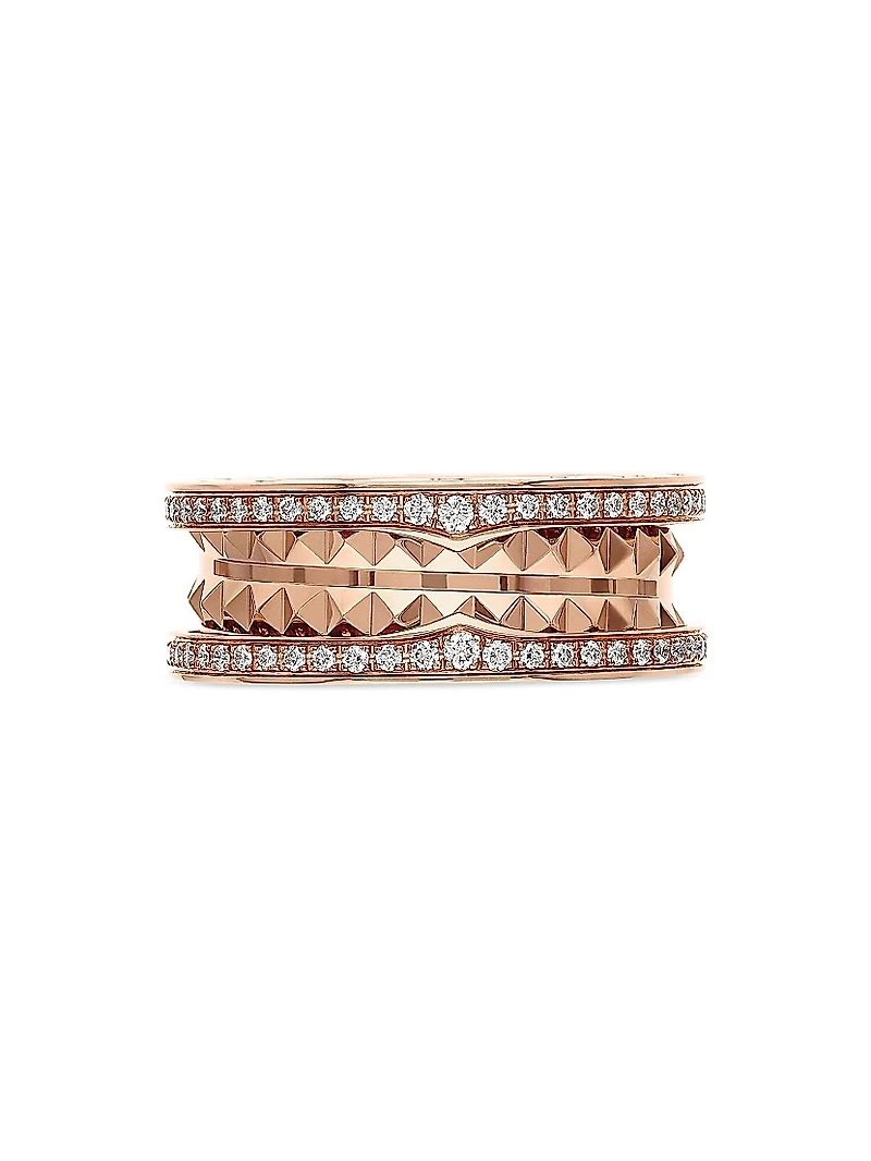 B.ZERO1 18K Rose Gold & Diamond Two-Band Ring