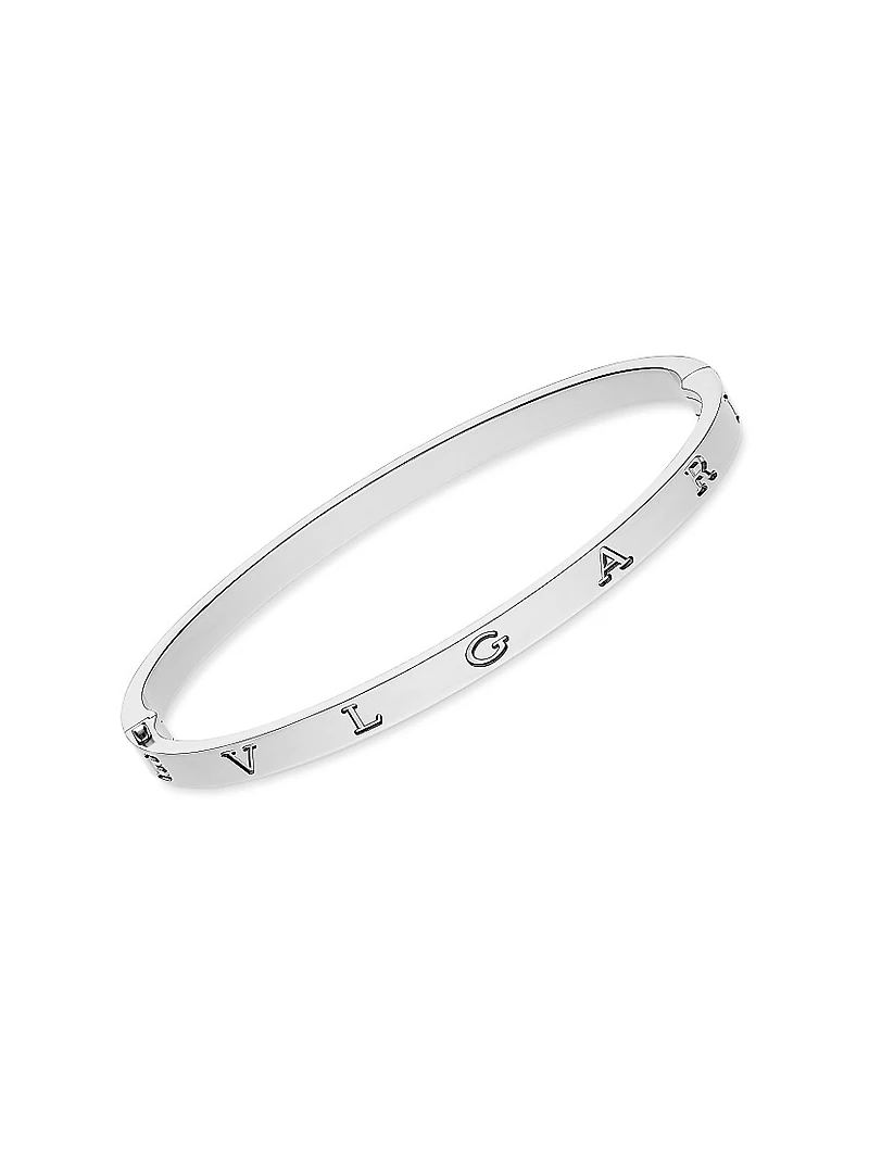 B.zero1 18K White Gold Logo Bangle Bracelet