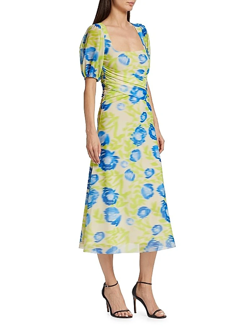 Crisscross Mesh Midi-Dress