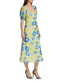 Crisscross Mesh Midi-Dress