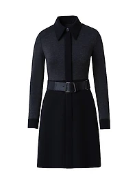 Contrast Trim Belted Shirtdress