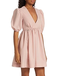 Flared Puff-Sleeve Minidress