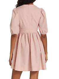 Flared Puff-Sleeve Minidress