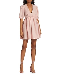 Flared Puff-Sleeve Minidress