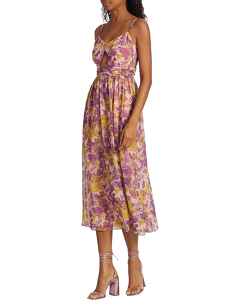 Floral Cut-Out Midi-Dress