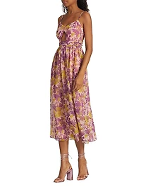 Floral Cut-Out Midi-Dress