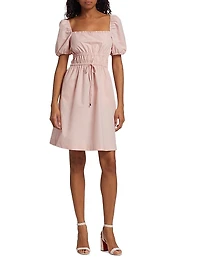 Poplin Puff-Sleeve Dress