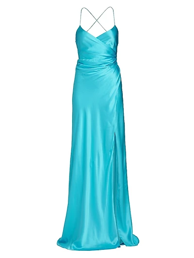 Draped Silk Wrap Gown