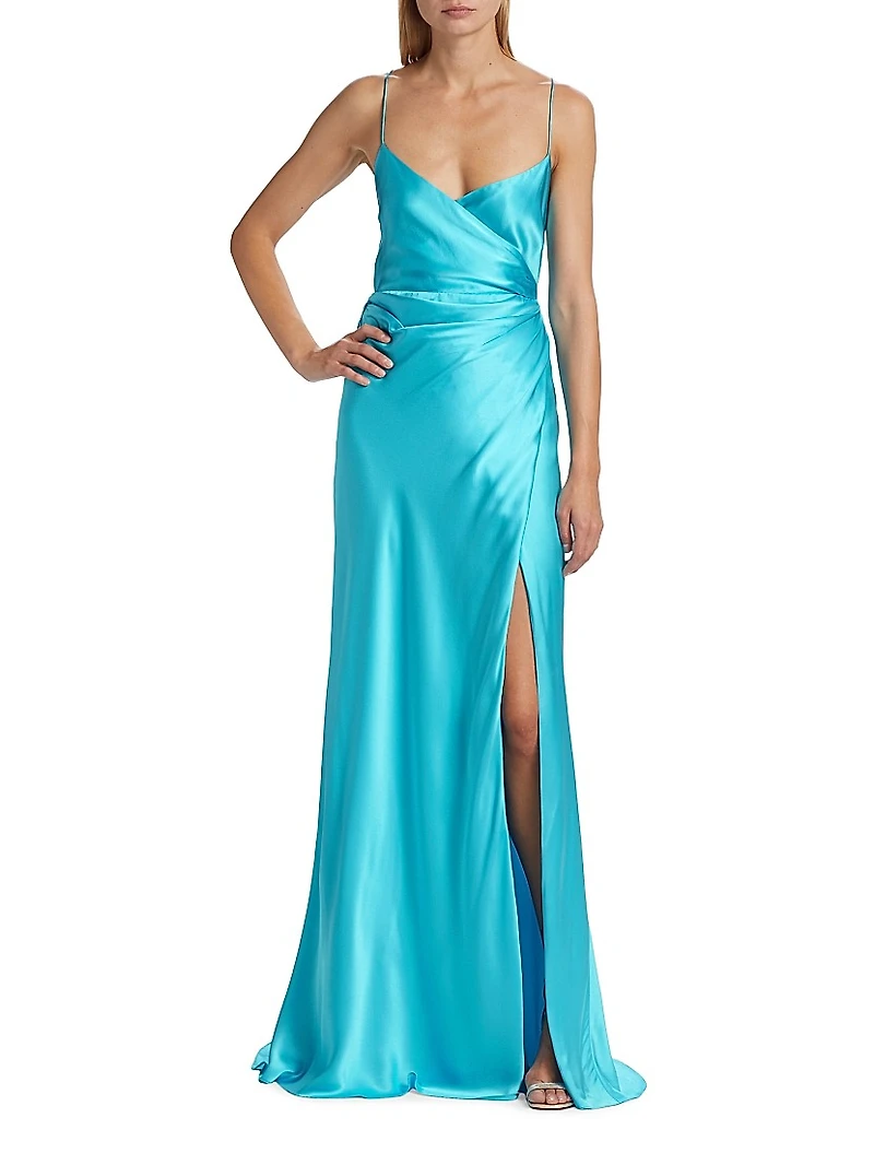 Draped Silk Wrap Gown