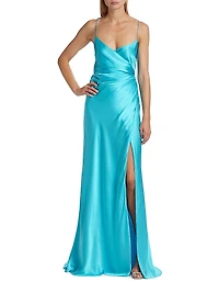 Draped Silk Wrap Gown